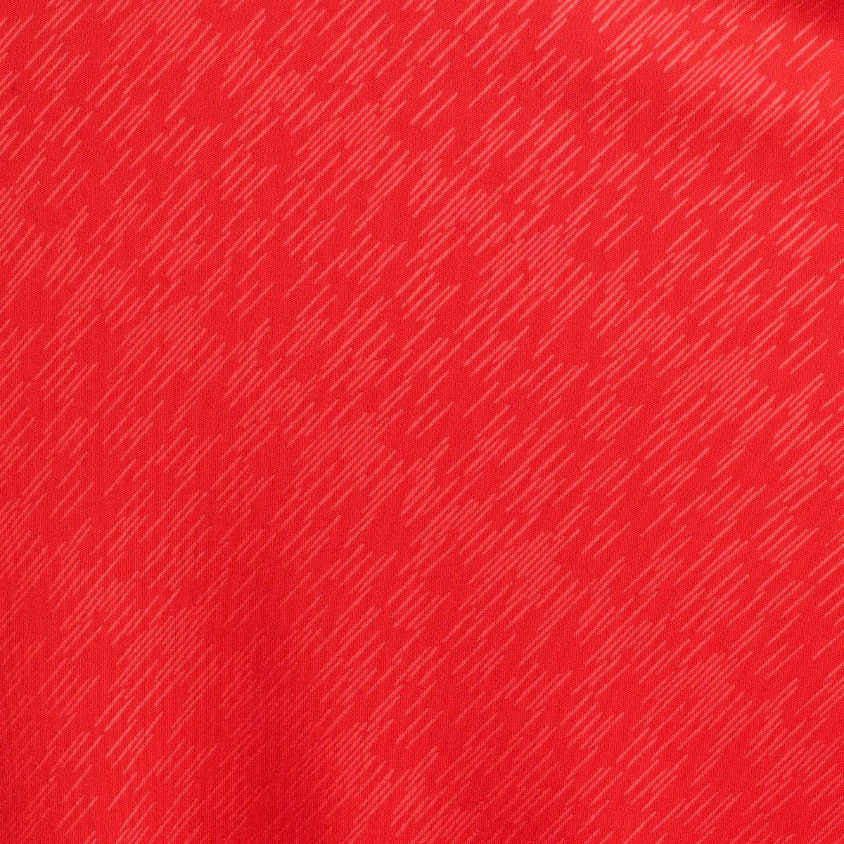Nærbilde av Player shirt S/S Pisa X, Match & Training wear, med rødt stoff og diskret hvitt mønster