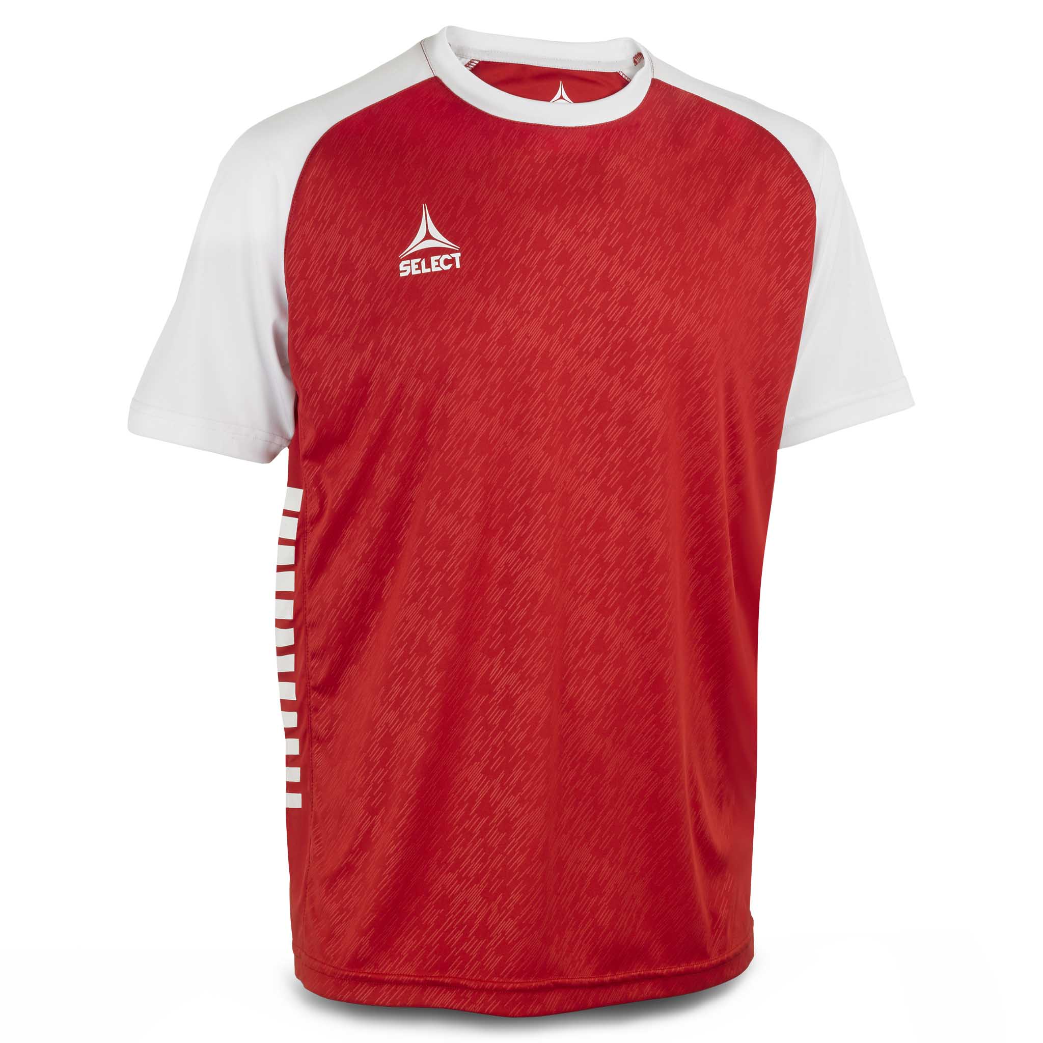 Forside av rød og hvit Player shirt S/S Pisa X, fotball Match & Training wear