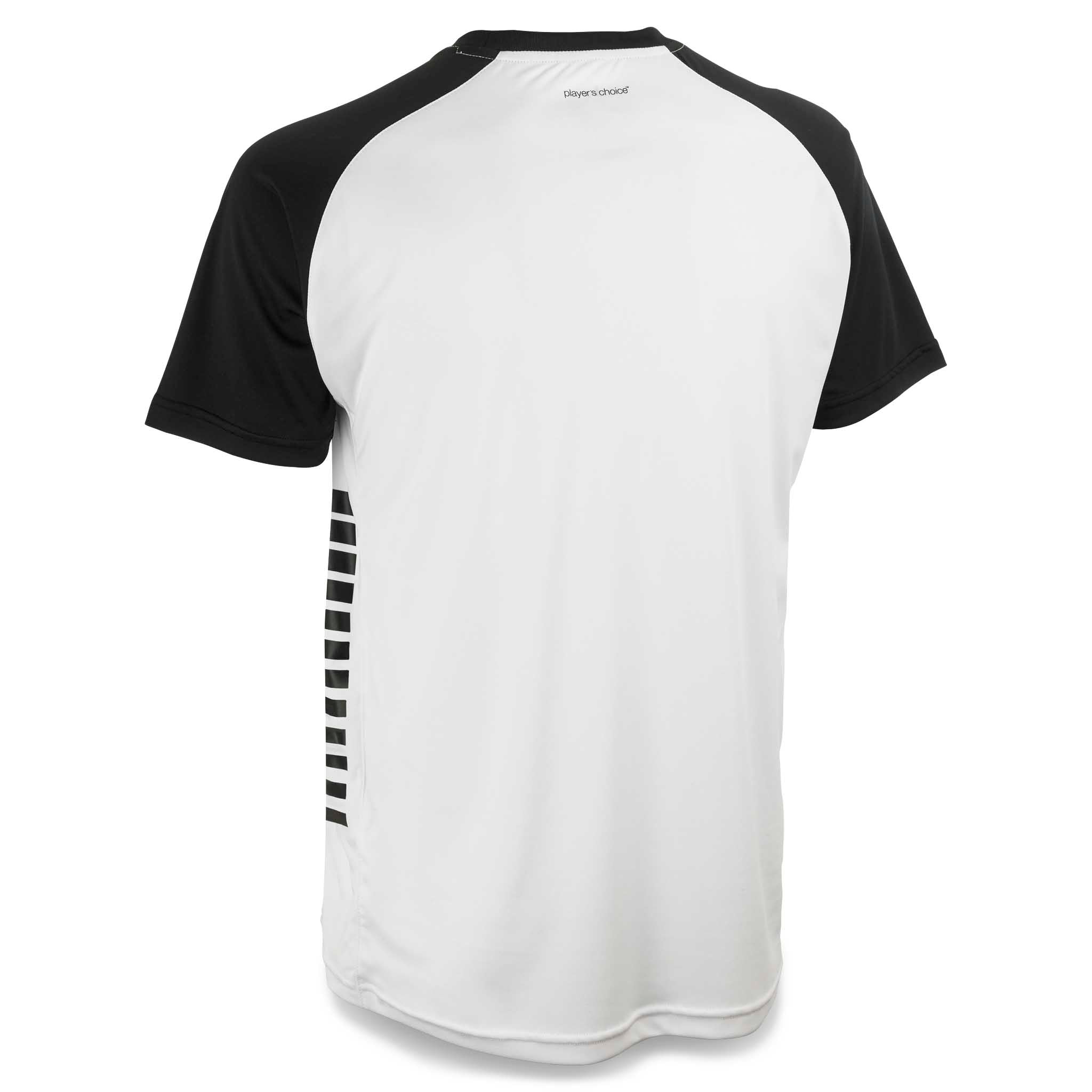 Bakside av hvit og svart Player shirt S/S Pisa X, Match & Training wear fotballtrøye.
