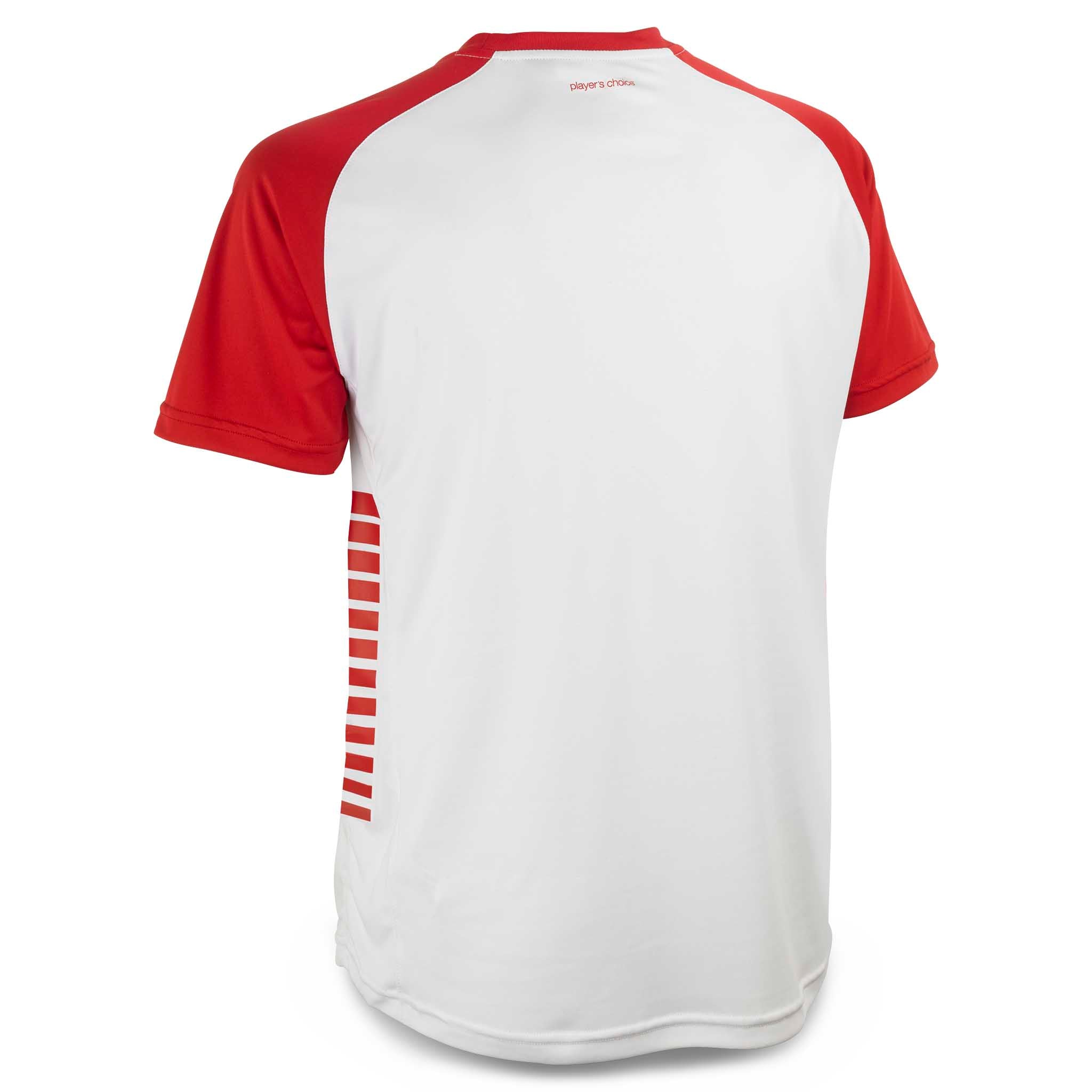 Bakside av hvit og rød Player shirt S/S Pisa X, Match & Training wear, fotball