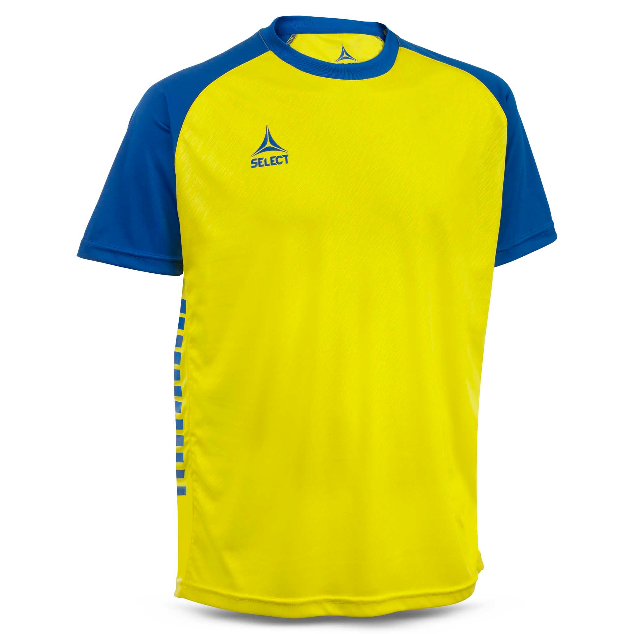 Gul og blå Player shirt S/S Pisa X, fotball Match & Training wear, forside