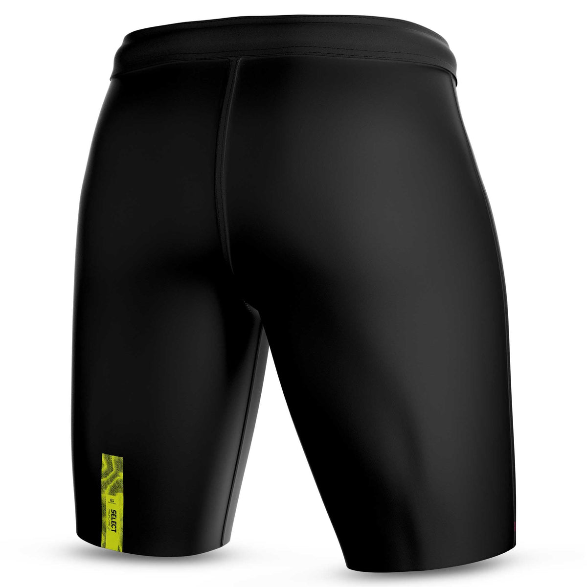 Bagside af sorte Thermal Shorts med grøn detalje, sportsstøtte til fodbold.