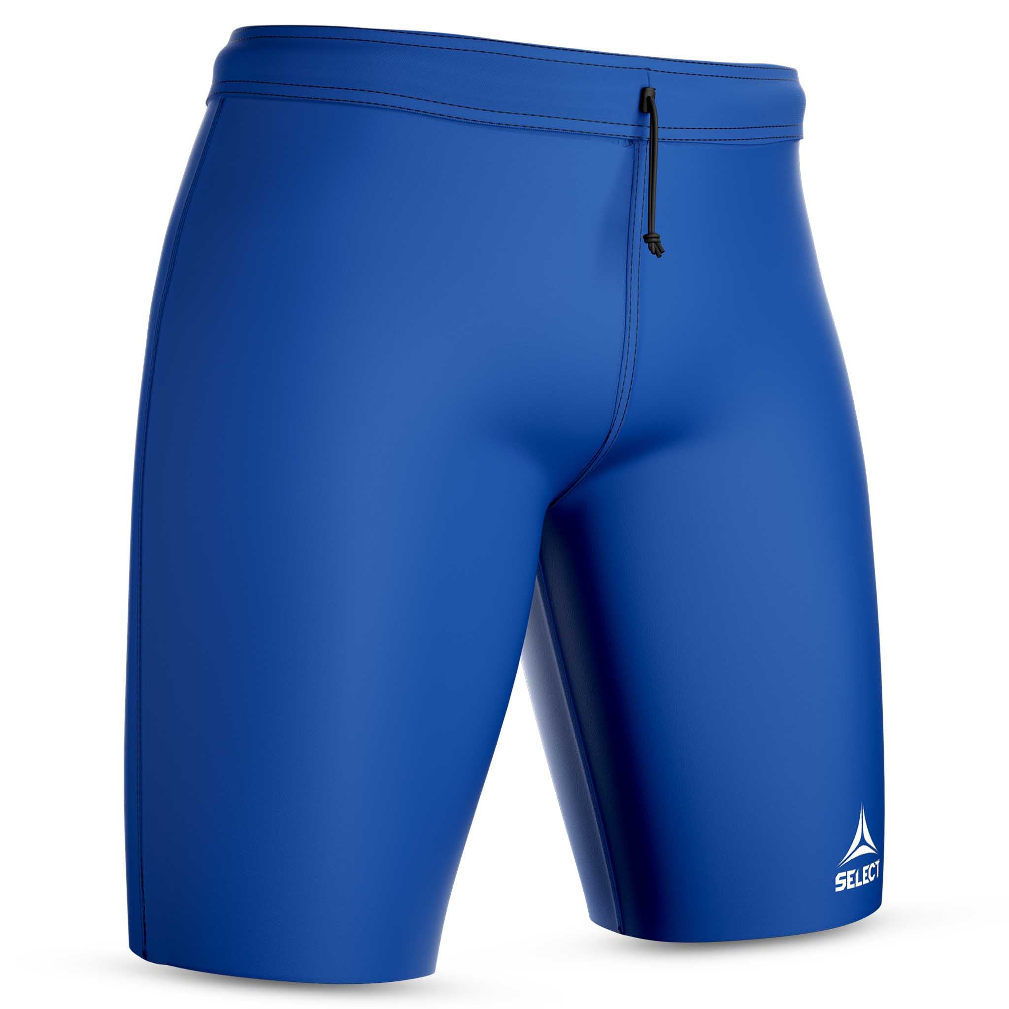 Blå Thermal Shorts, sportsstøtte, forsidevisning med snor og logo.