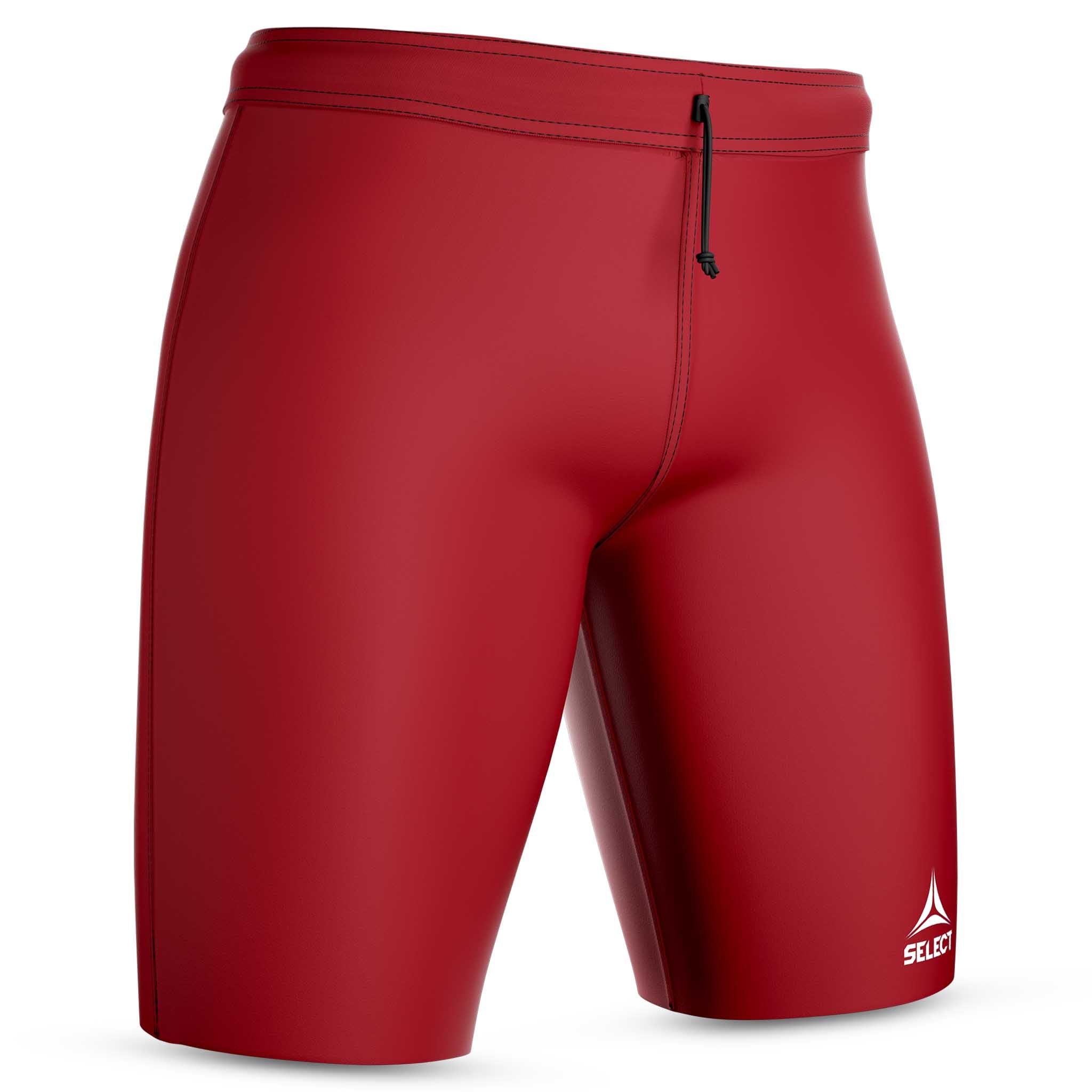 Røde Thermal Shorts, sports support, sett forfra med logo på venstre ben.