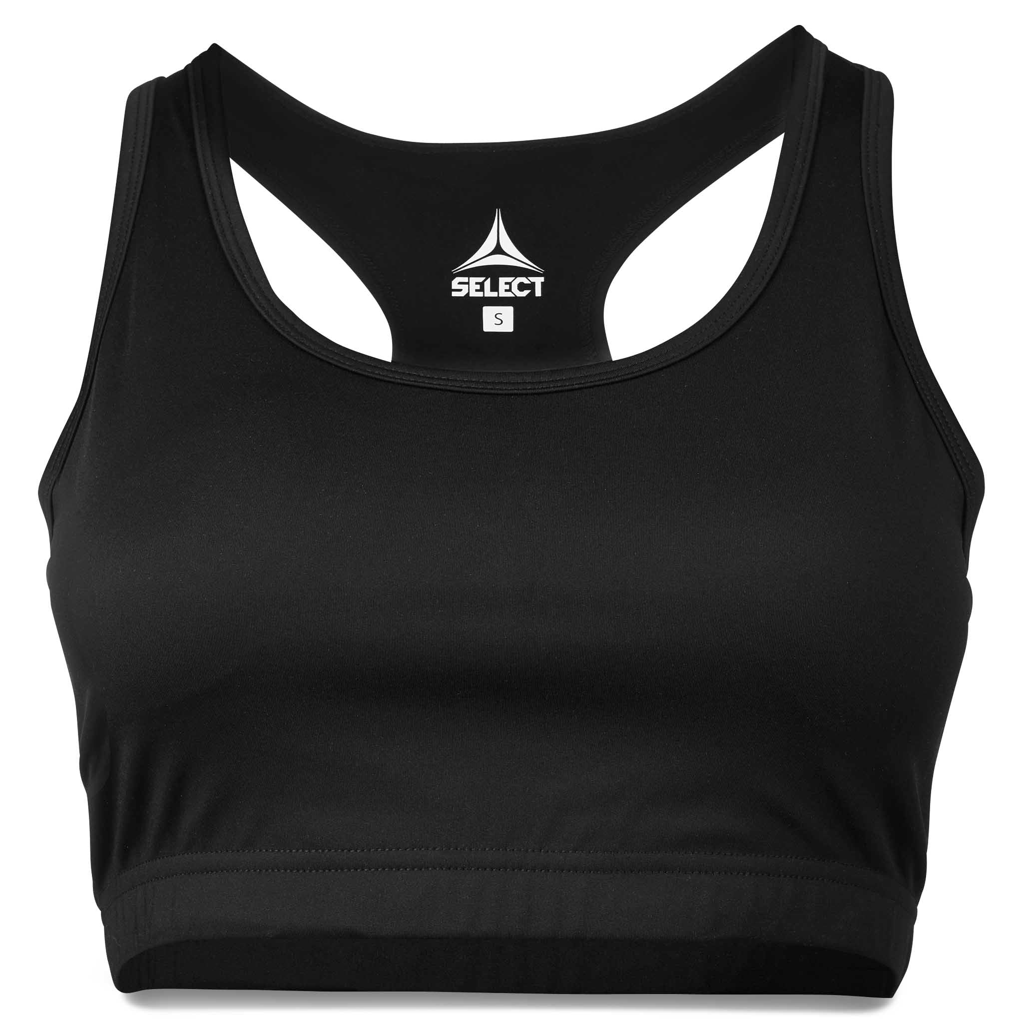 Svart Sports Bra Baselayer med racerback-design, sett forfra