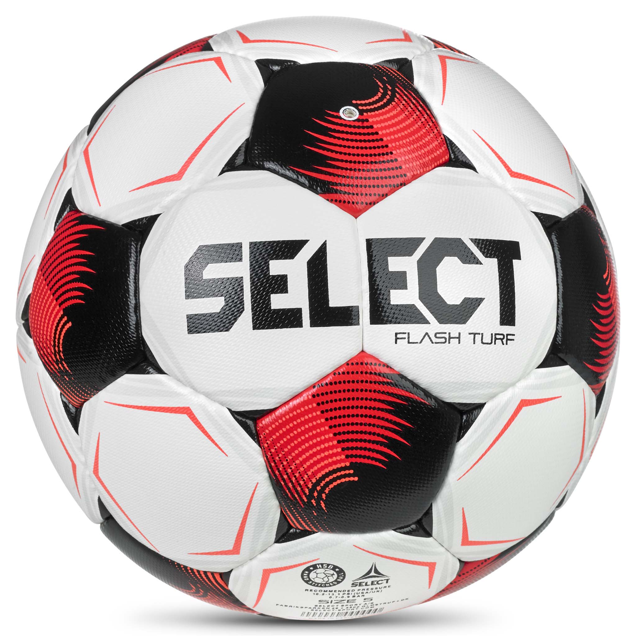 Flash Turf v26 fotball, bakside, hvit med rødt og svart design