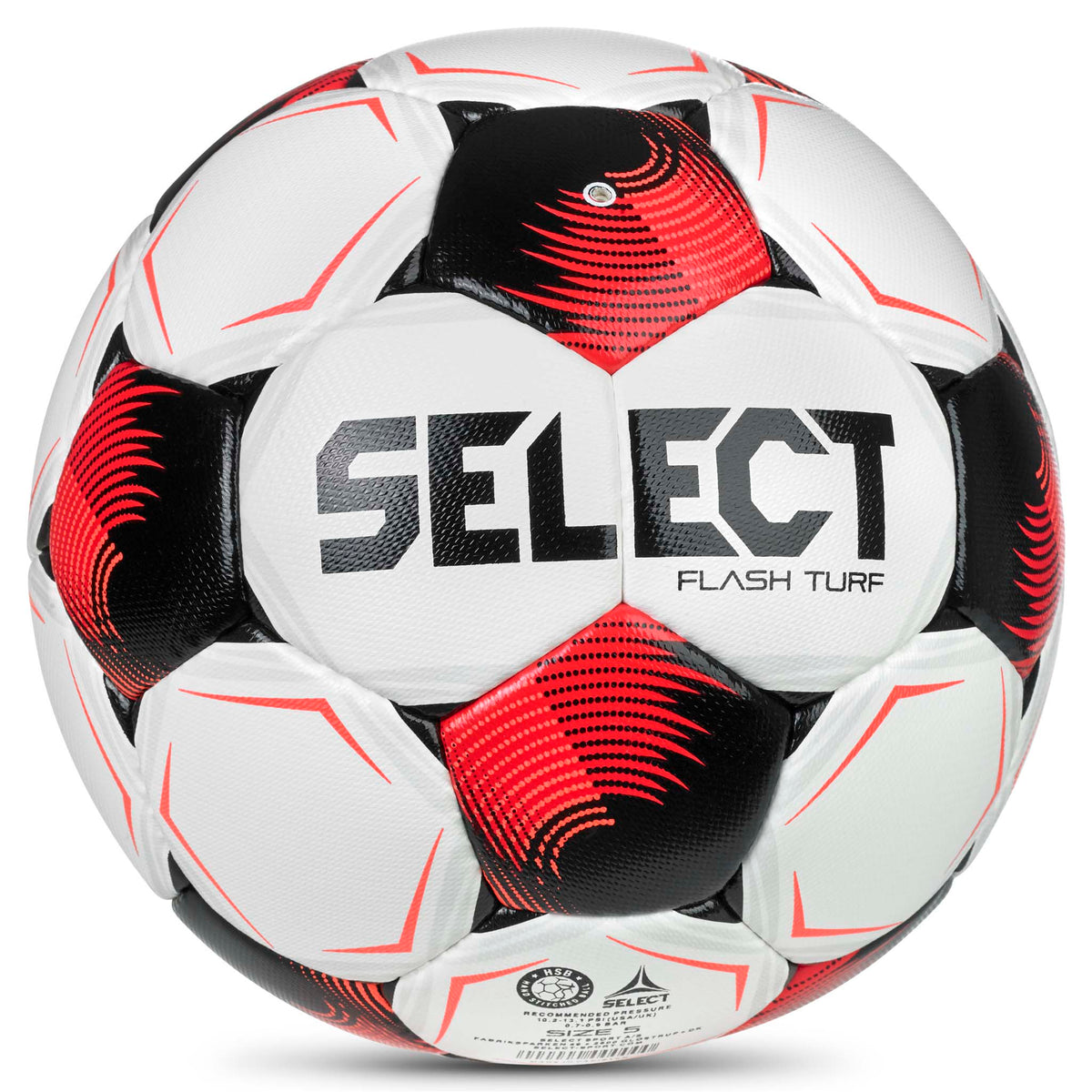 Flash Turf v26 fotball, bakside, hvit med rødt og svart design