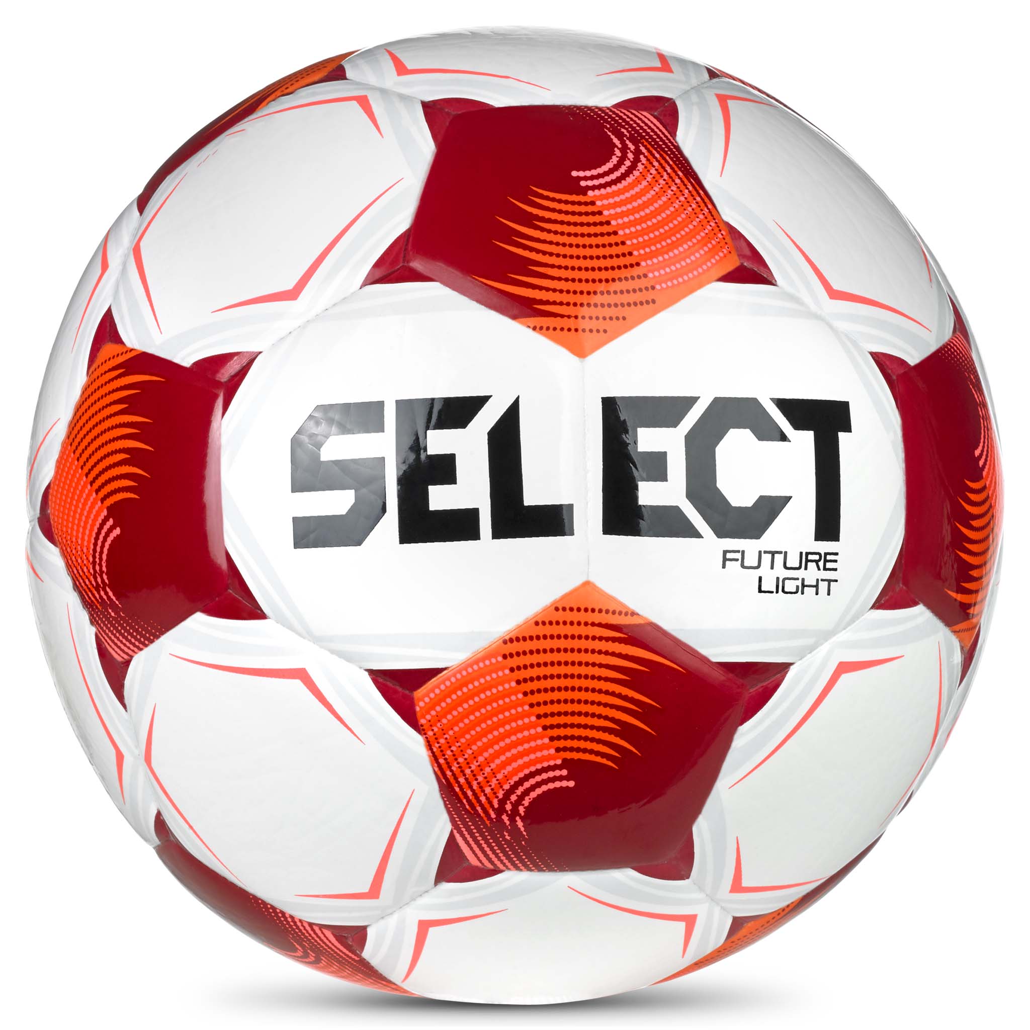 Hvit og rød Future Light v26 fotball, forside med Select-logo