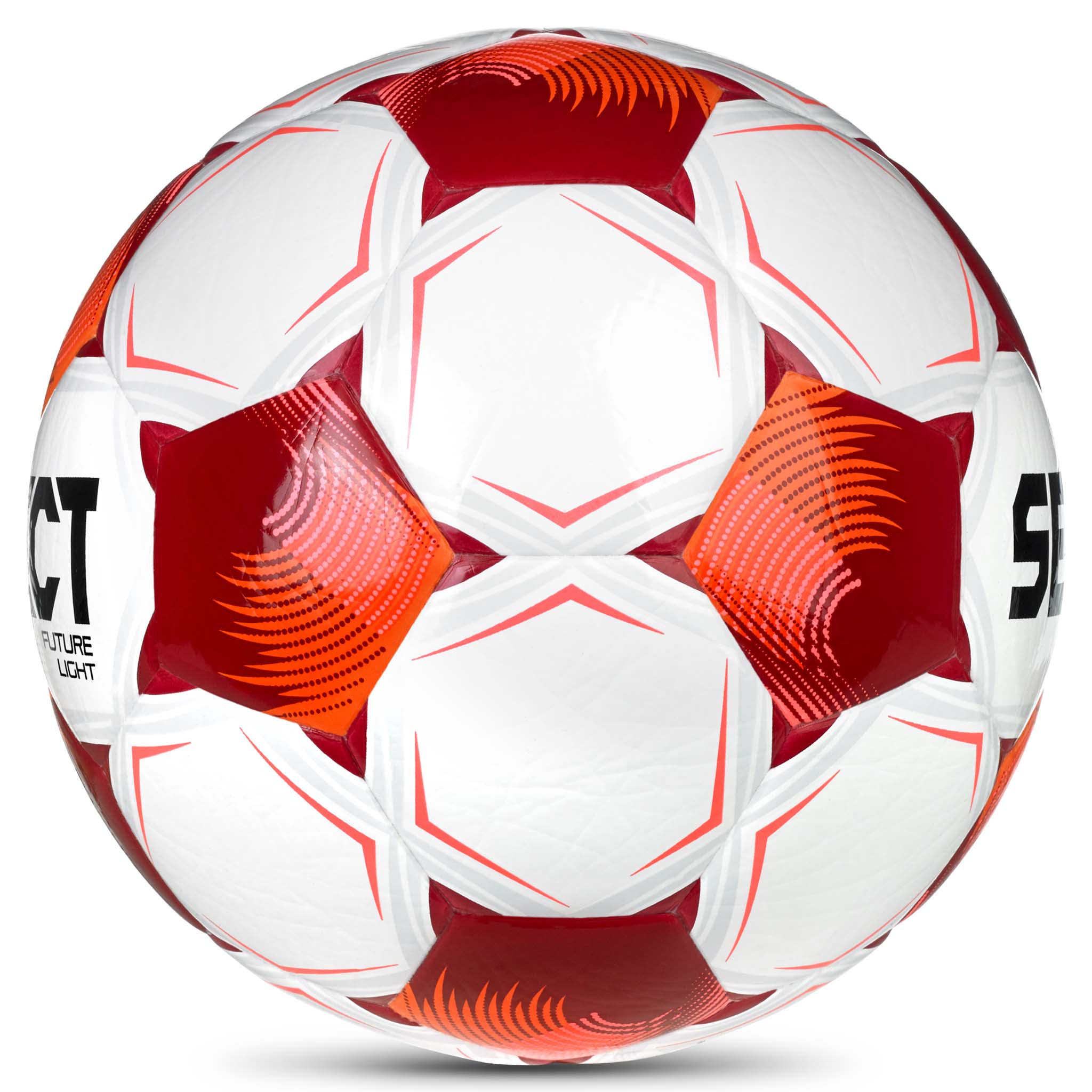 Hvit og rød Future Light v26 fotball, sett fra høyre side