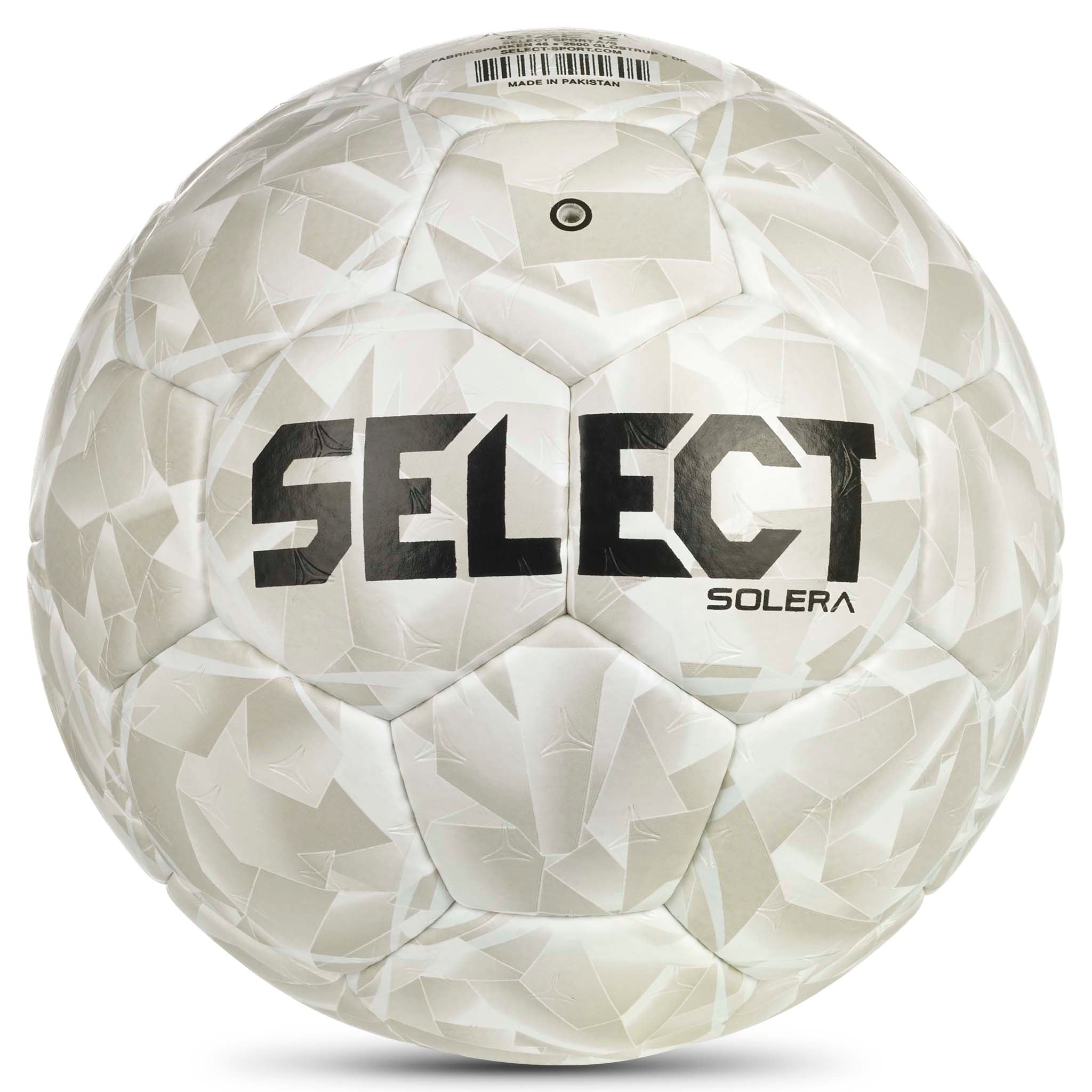 Hvit og grå Solera v26 håndball med svart Select-logo, bakside