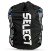 Forside af sort Football bag Select 10-12 balls v26, sportstaske med hvidt logo og mesh-sider