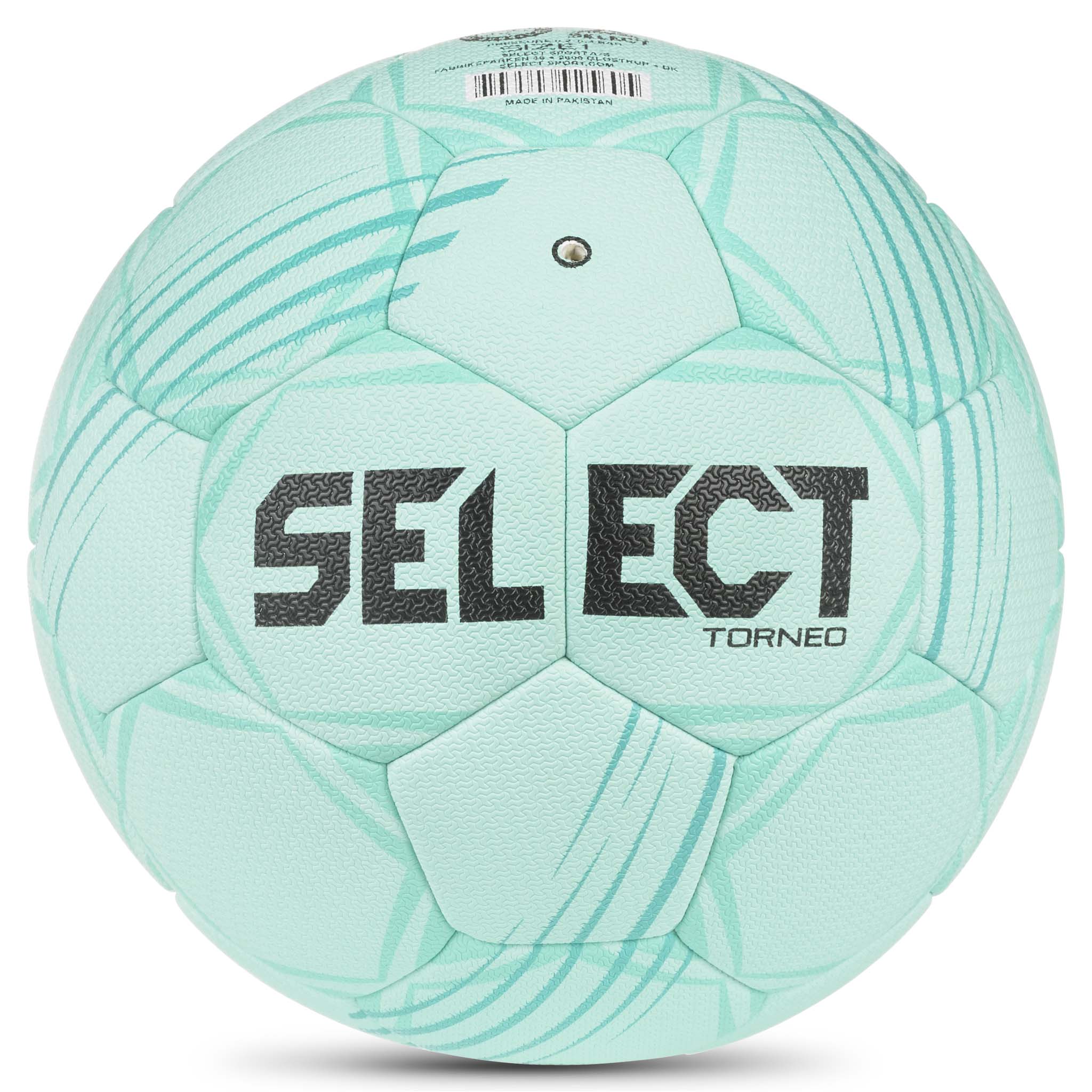 Bakside av grønn Torneo v26 håndball med mørkere grønne panellinjer og sort Select-logo.
