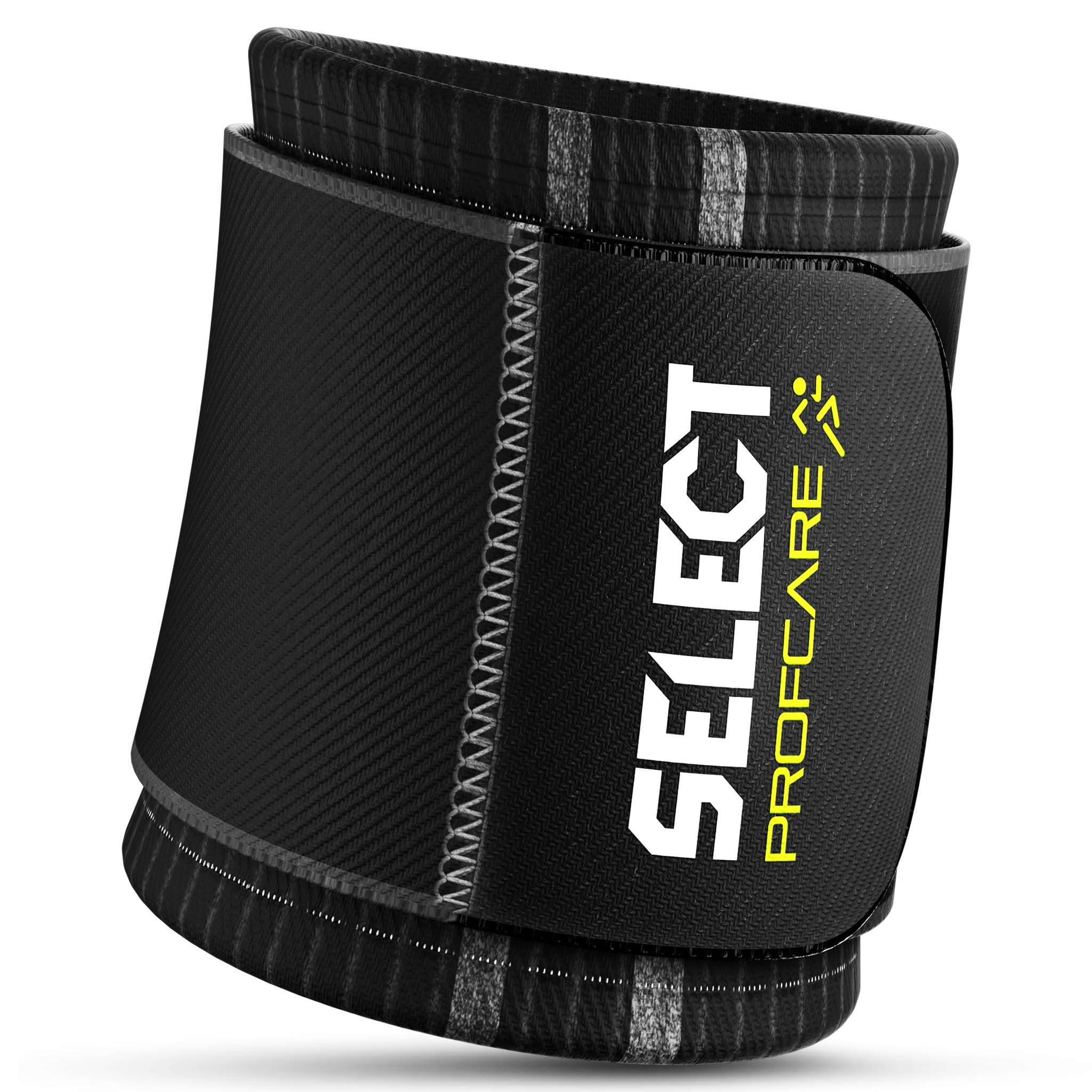 Forside av sort Wrist support sportsstøtte med grå kant og hvit Select Profcare-logo