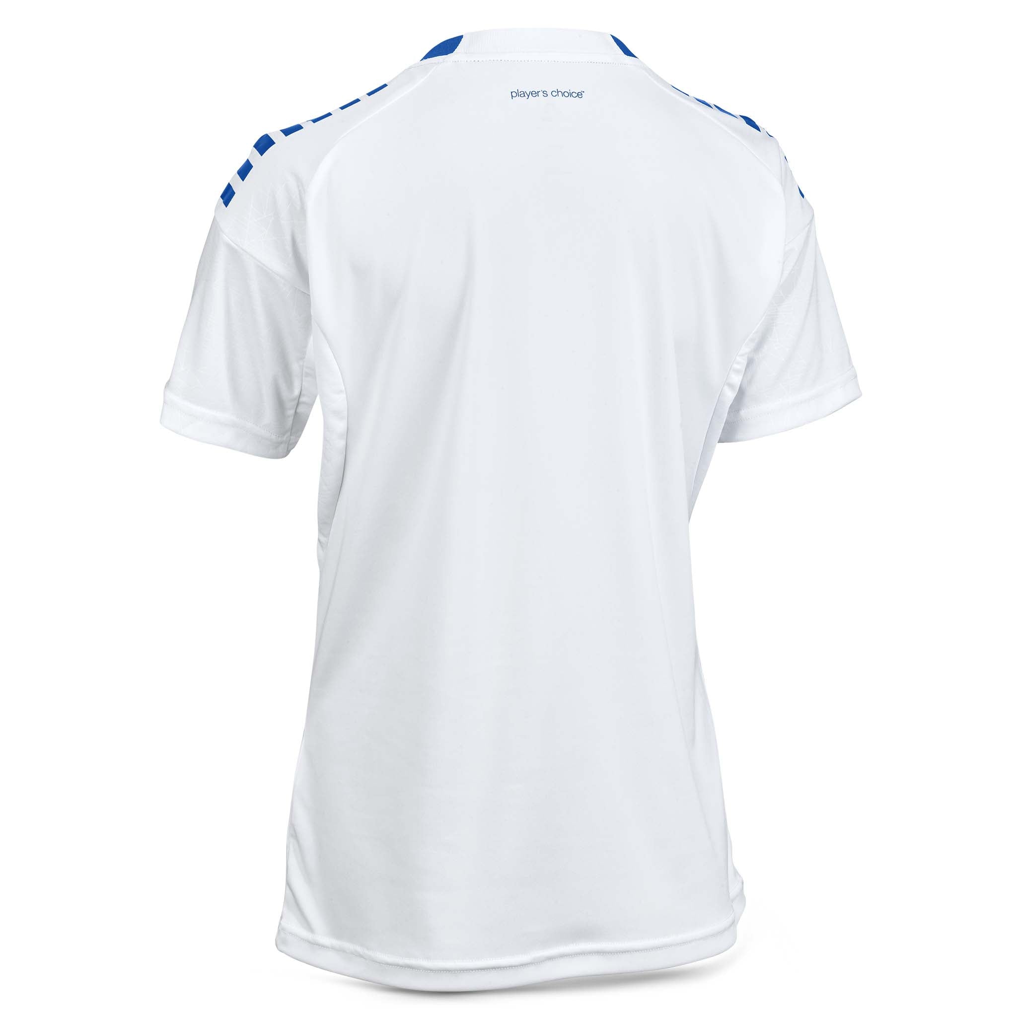 Bakside av hvit og blå Player shirt S/S Spain woman v25, Match & Training wear fotball