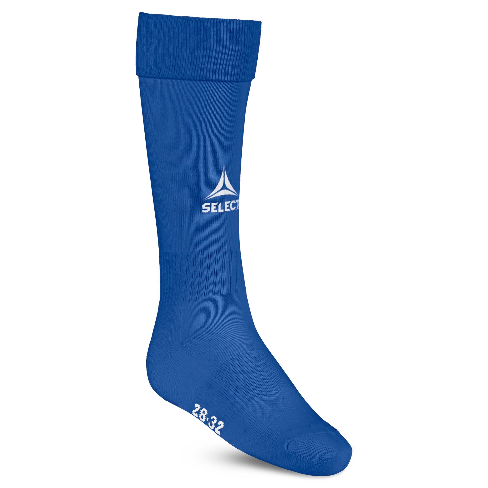 Blå Football socks Elite, tilbehør, sett forfra med hvit logo.