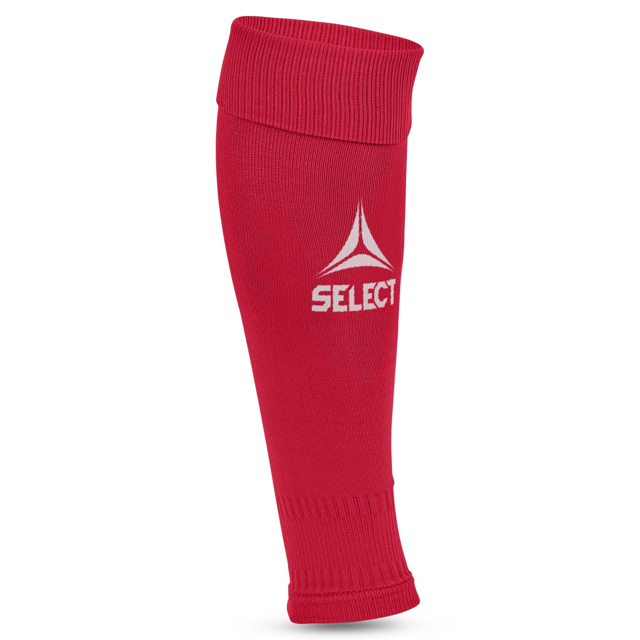 Rød Football tube Elite v23, fotløs strømpetilbehør med hvit Select-logo, forside.