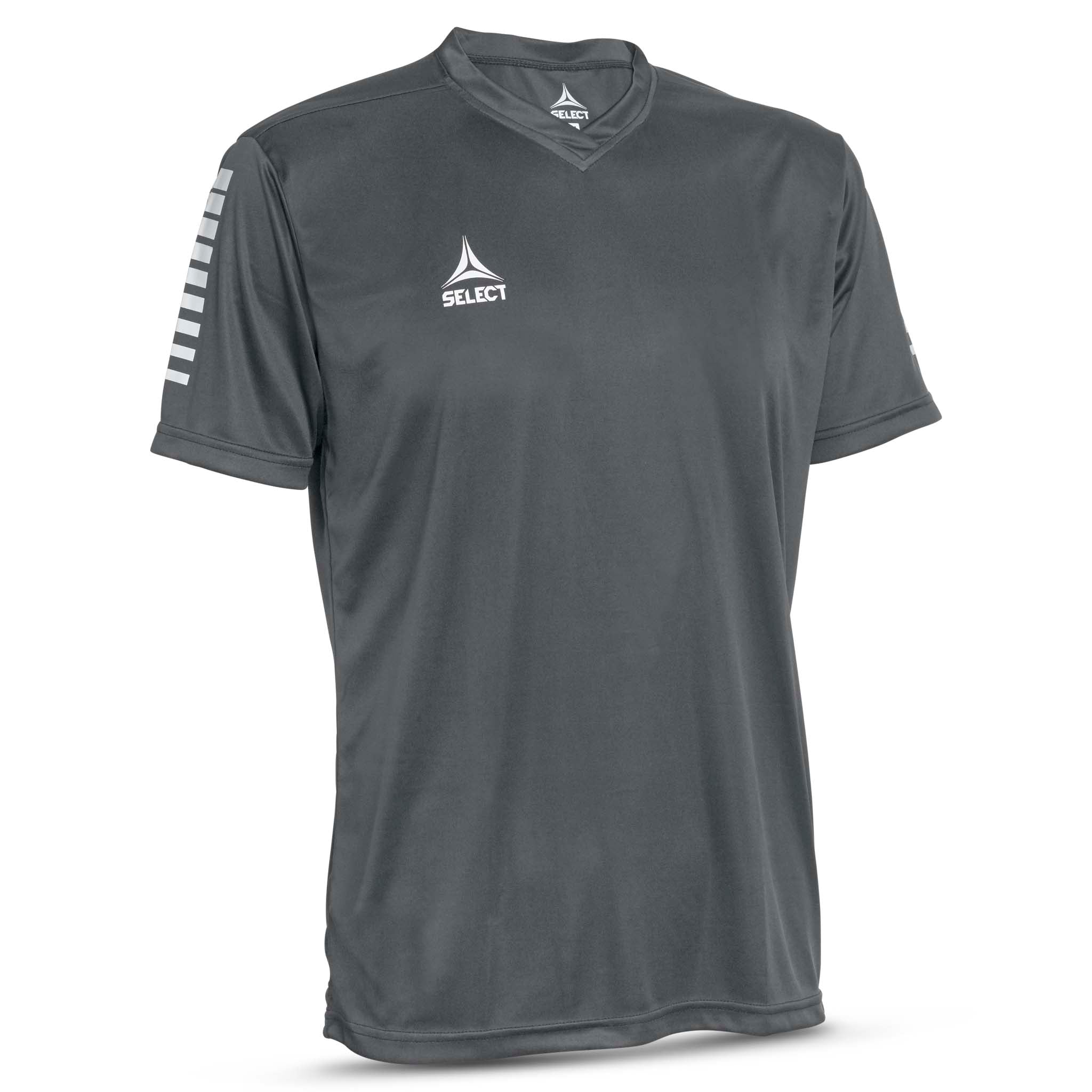 Forside av grå Player shirt S/S Pisa med hvite detaljer, Match & Training wear til fotball.