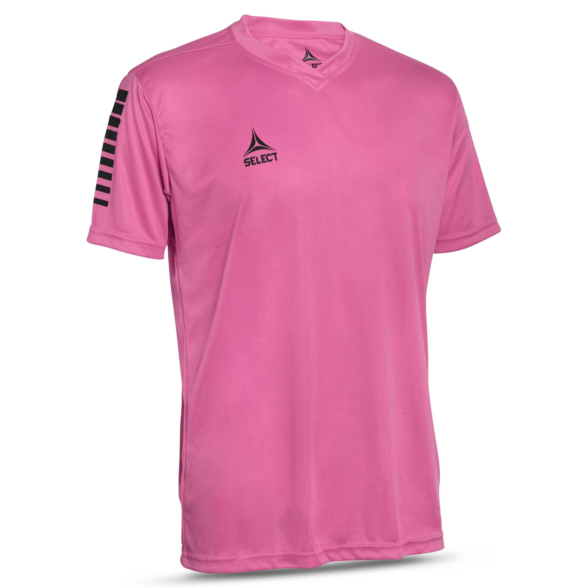 Forside av rosa Player shirt S/S Pisa med sort logo, Match & Training wear til fotball.