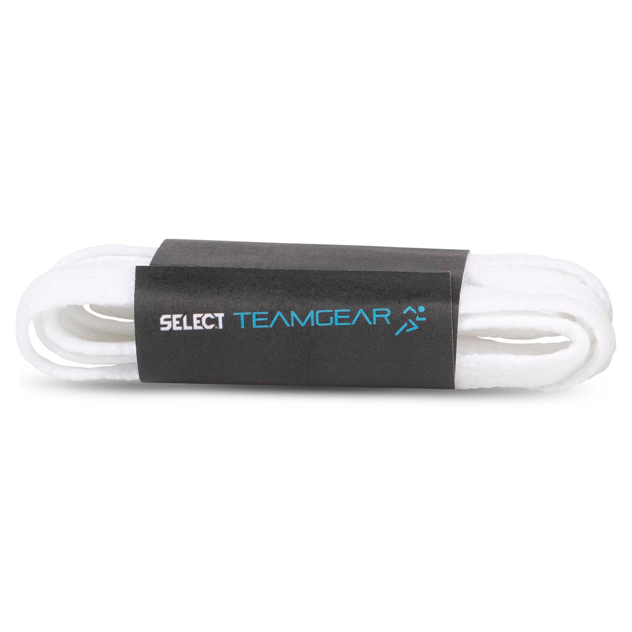 Hvite flate skolisser fra Select, Other teamgear, forside med sort merket innpakning.