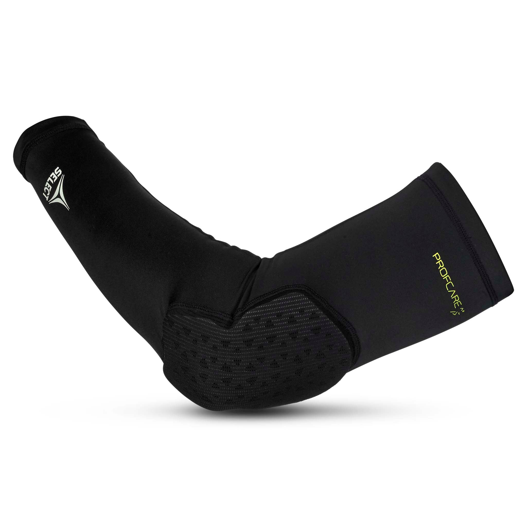 Svart Compression elbow support long 6652, sportsstøtte med strukturert polstret albue, forside