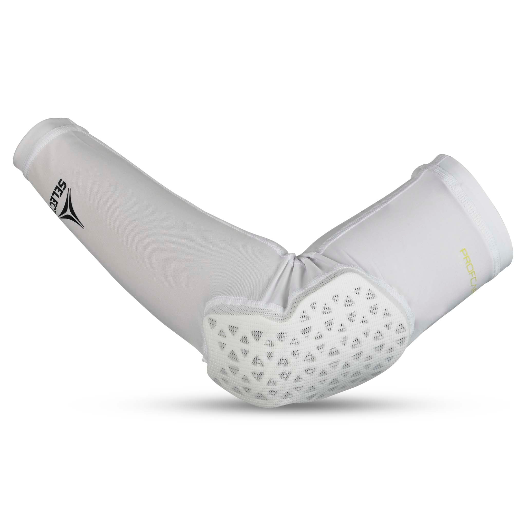 Hvit Compression elbow support long 6652, sportsstøtte med polstret beskyttelse, forside