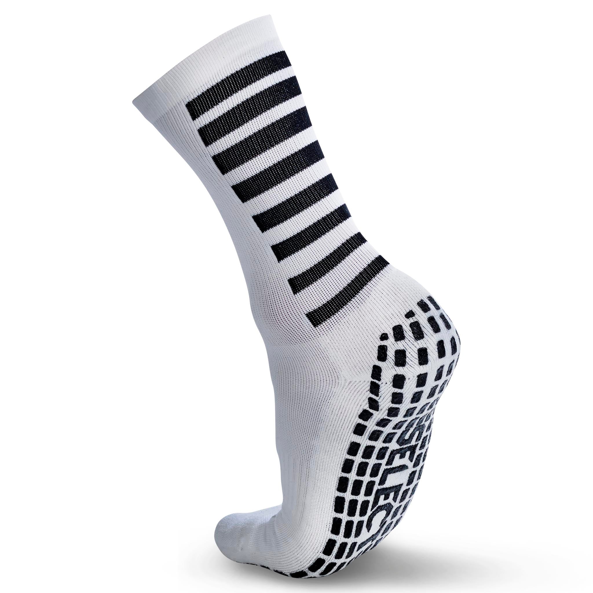 Hvite Sport socks Grip v23, Match & Training wear, med svarte striper og gripesåle, ekstra visning