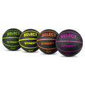 Basketball mini, Andre baller, forside: fire svarte baller med grønne, gule, oransje og lilla detaljer.
