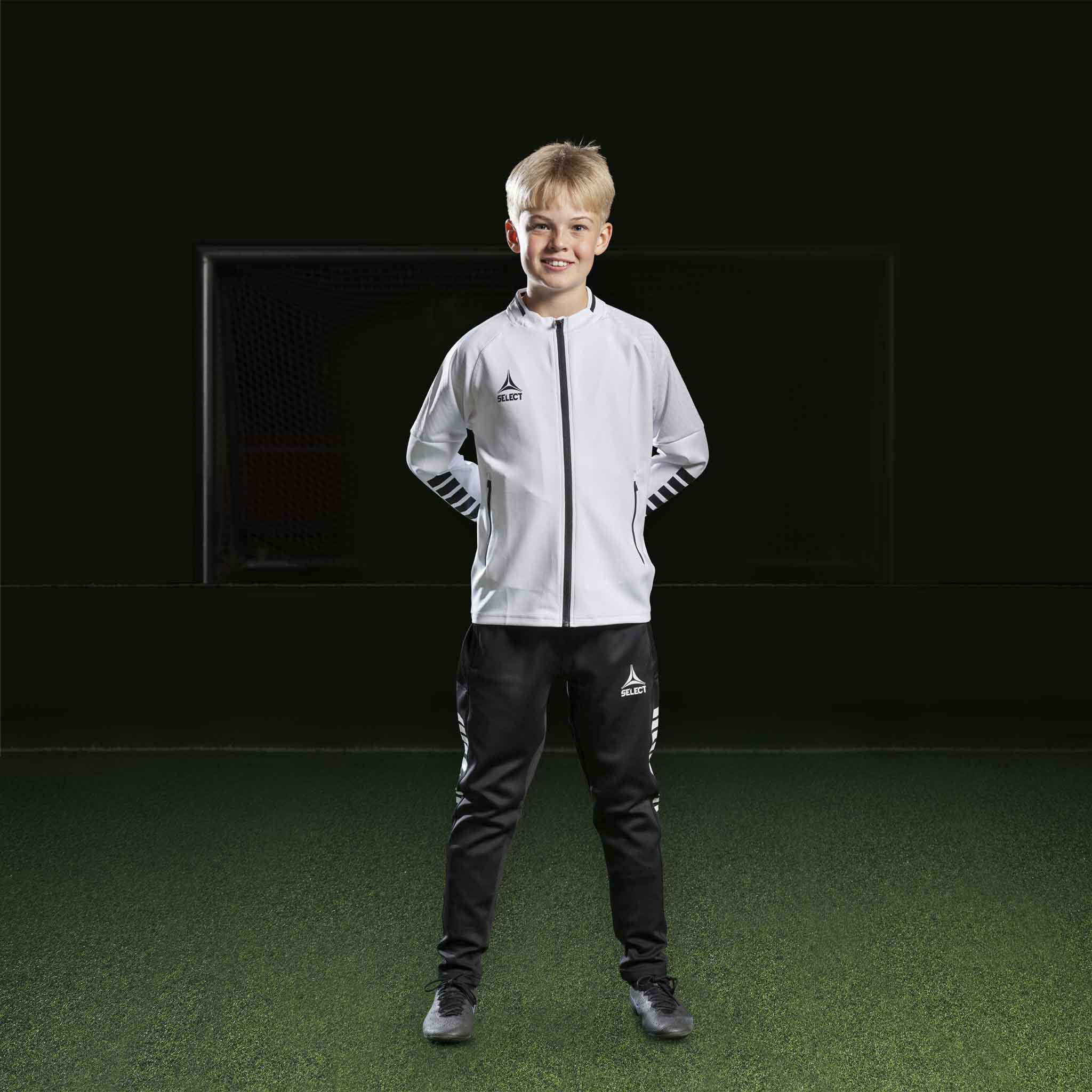 Monaco Zip Treningsjakke - Barn #farge_hvit/svart