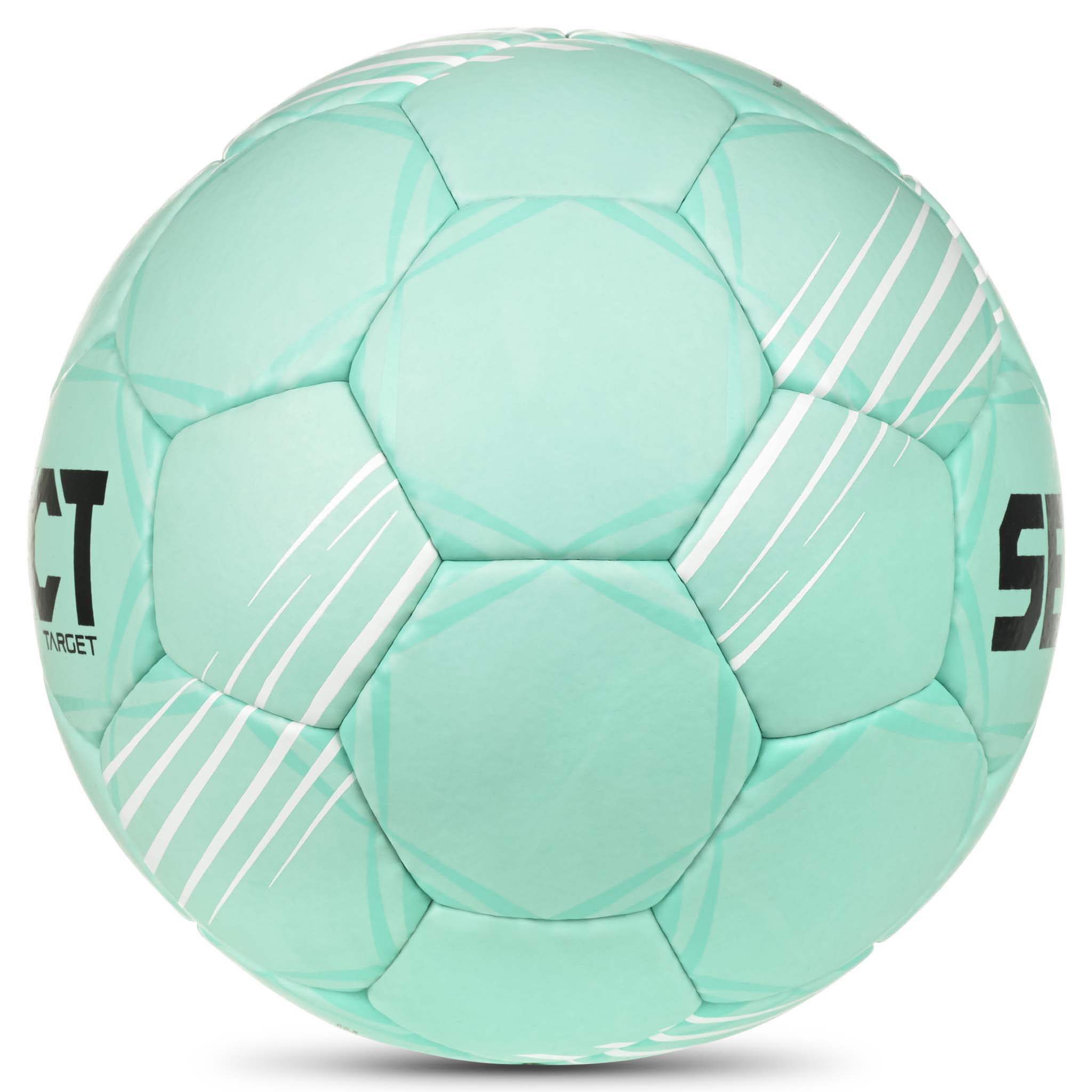 Turkis Target v26 håndball med hvite og svarte detaljer, sett fra høyre side