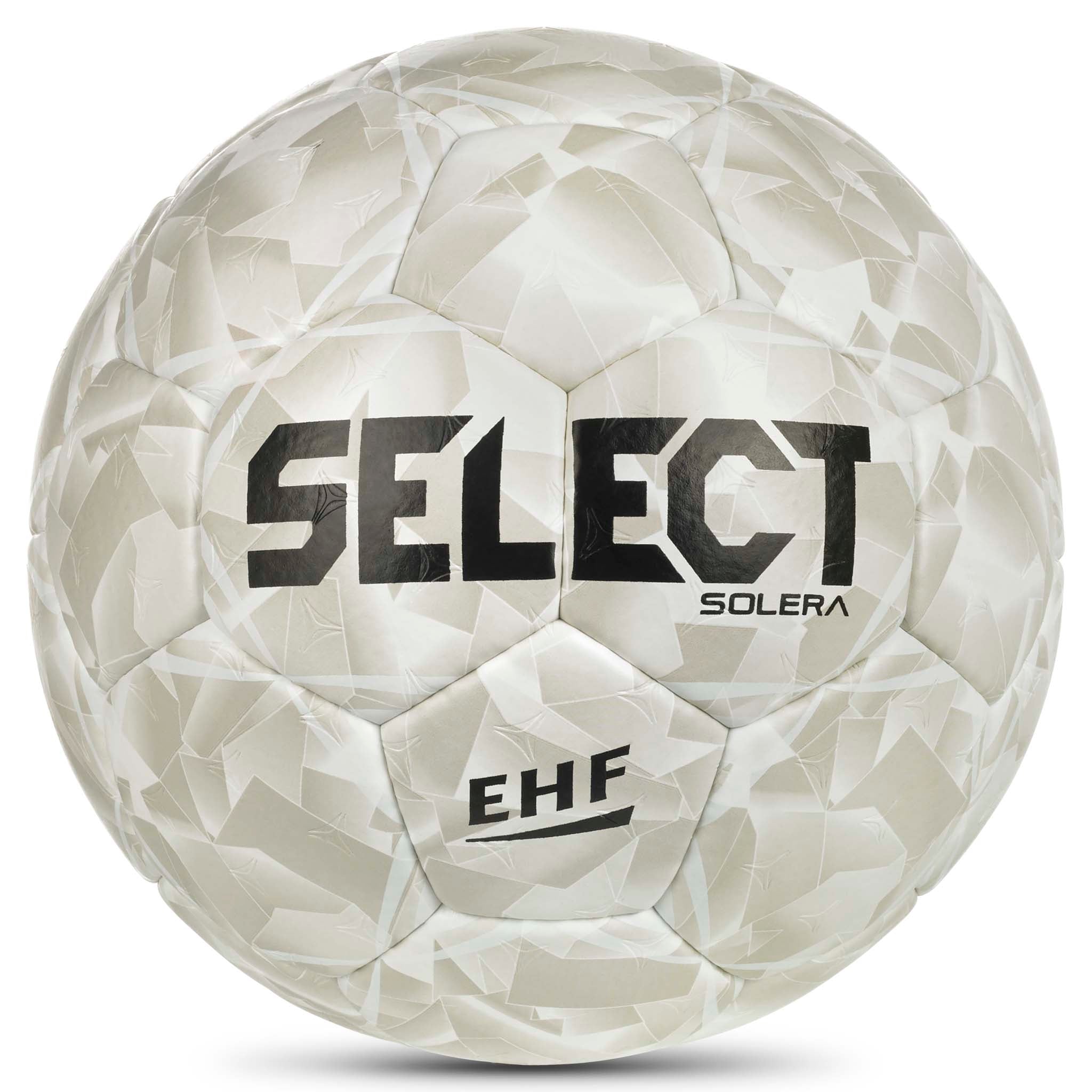 Forside av hvit og grå Solera v26 håndball med svart logo