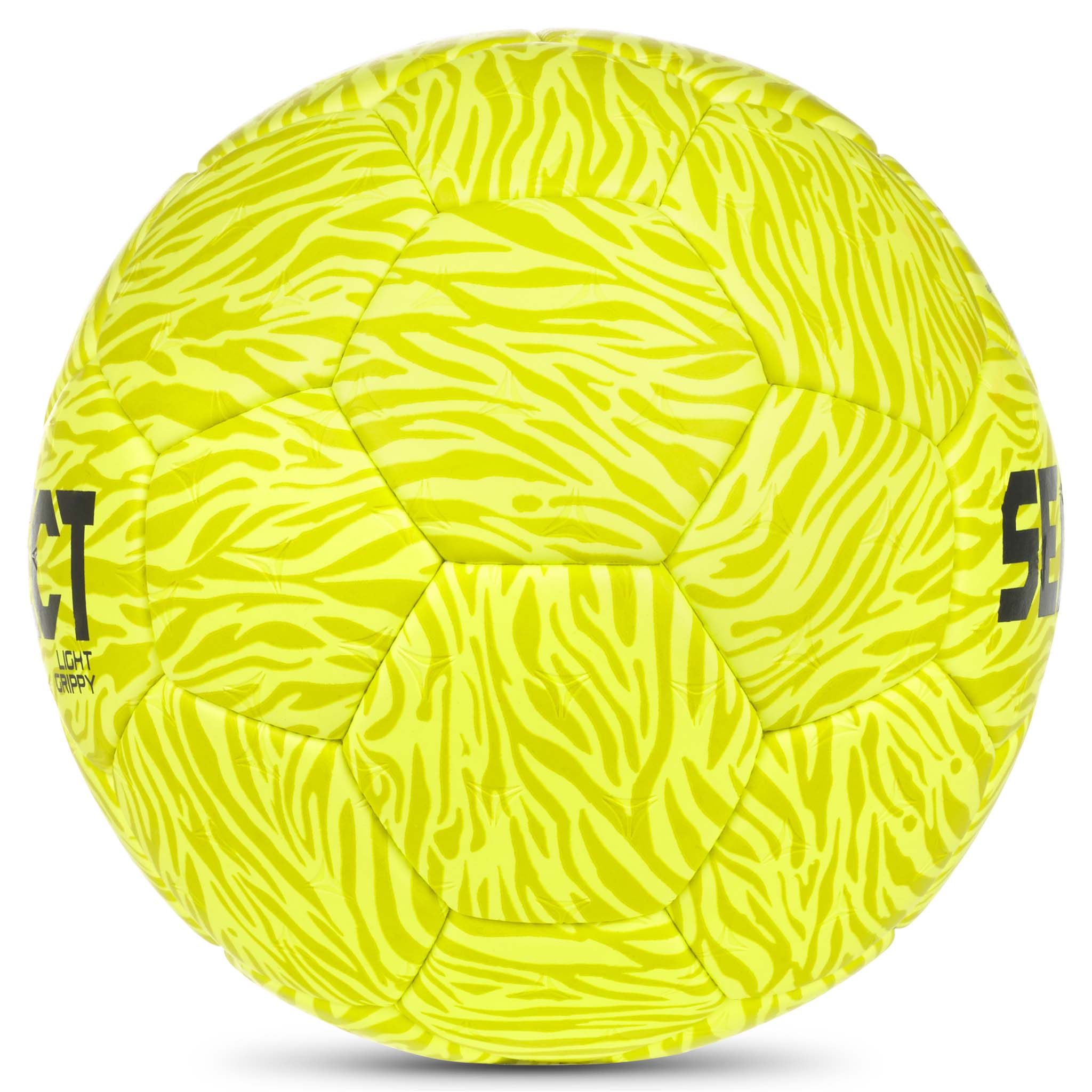 Gul Light Grippy v26 håndball med sebramønster, sett fra høyre side