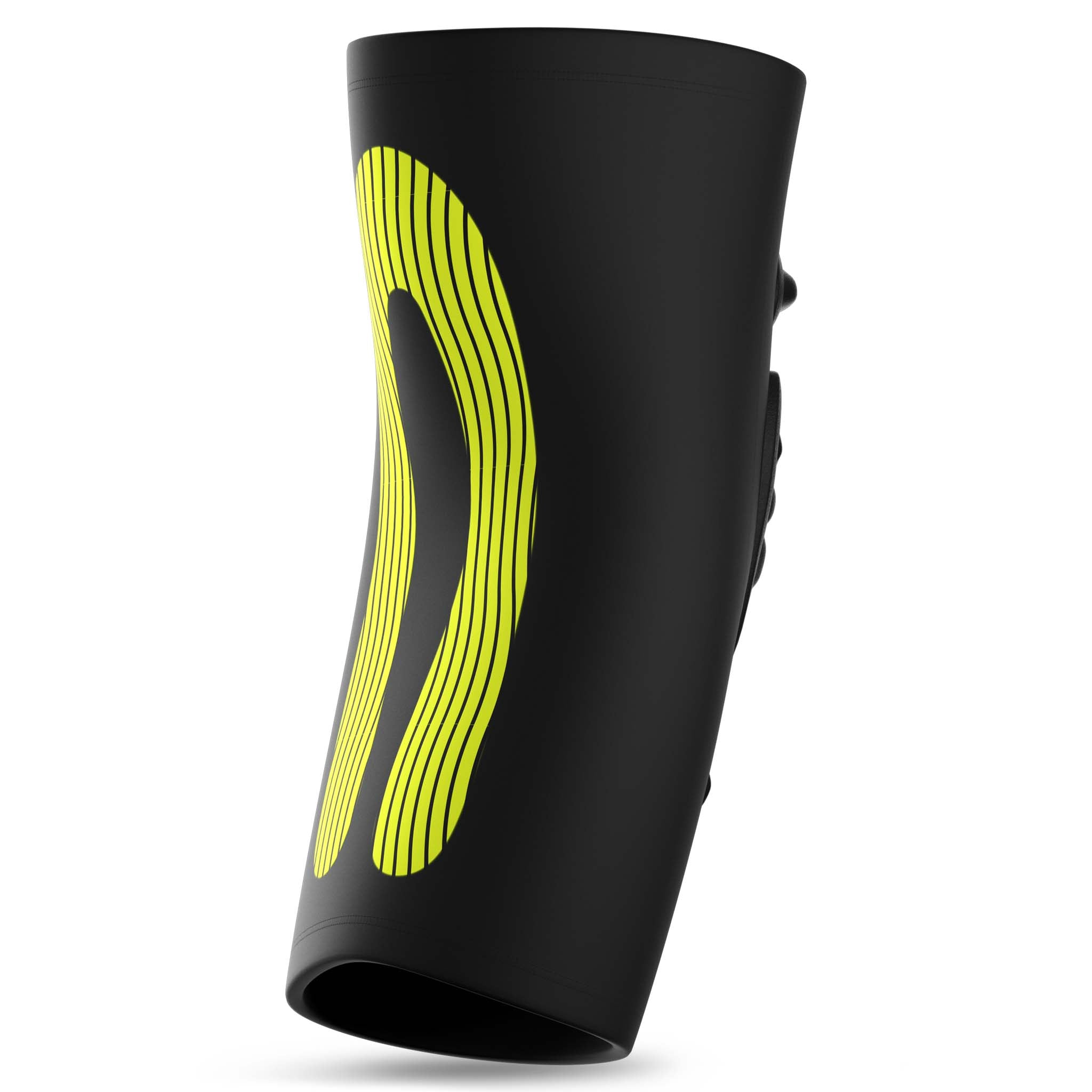 Svart Compression elbow support 6650 sportsstøtte med gule linjer, sett bakfra